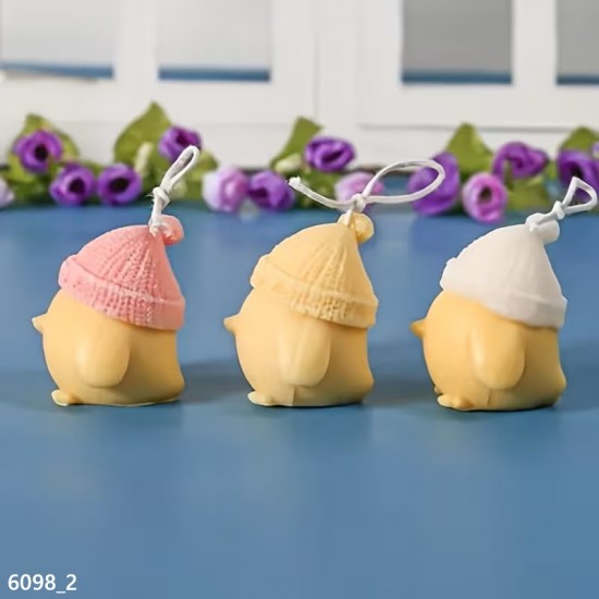 YY6098 Örgü Bereli Sevimli Civciv Mum Biblo Silikon Kalıp